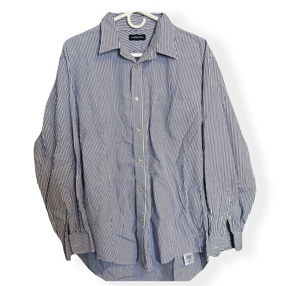 LANDS End Blue Striped Long sleeve button down - Picture 1 of 7